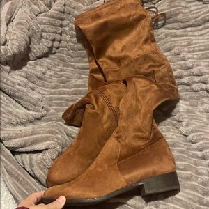 Brown knee high boots